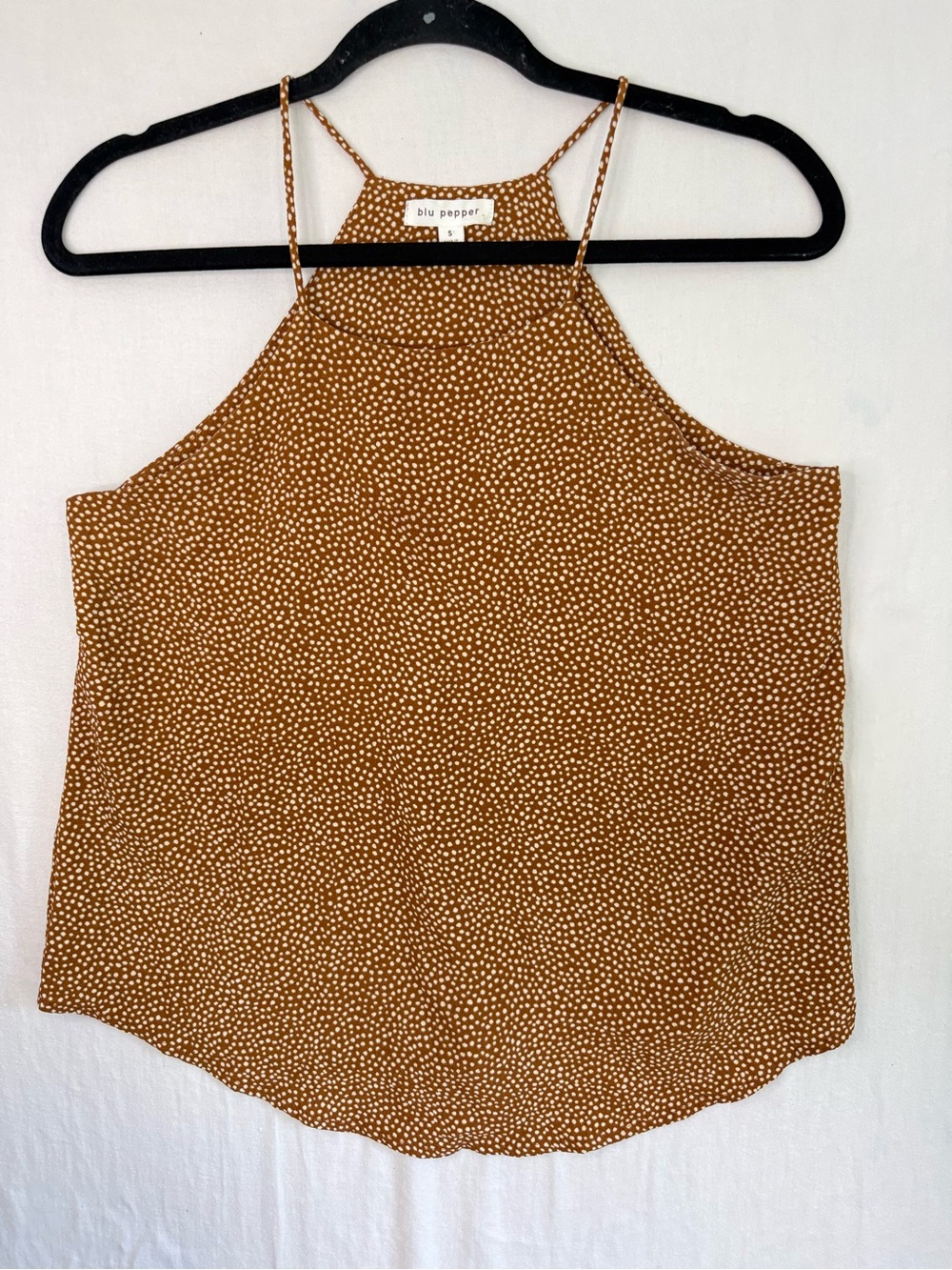 blu pepper Rust Dot Halter Tank Top Size S